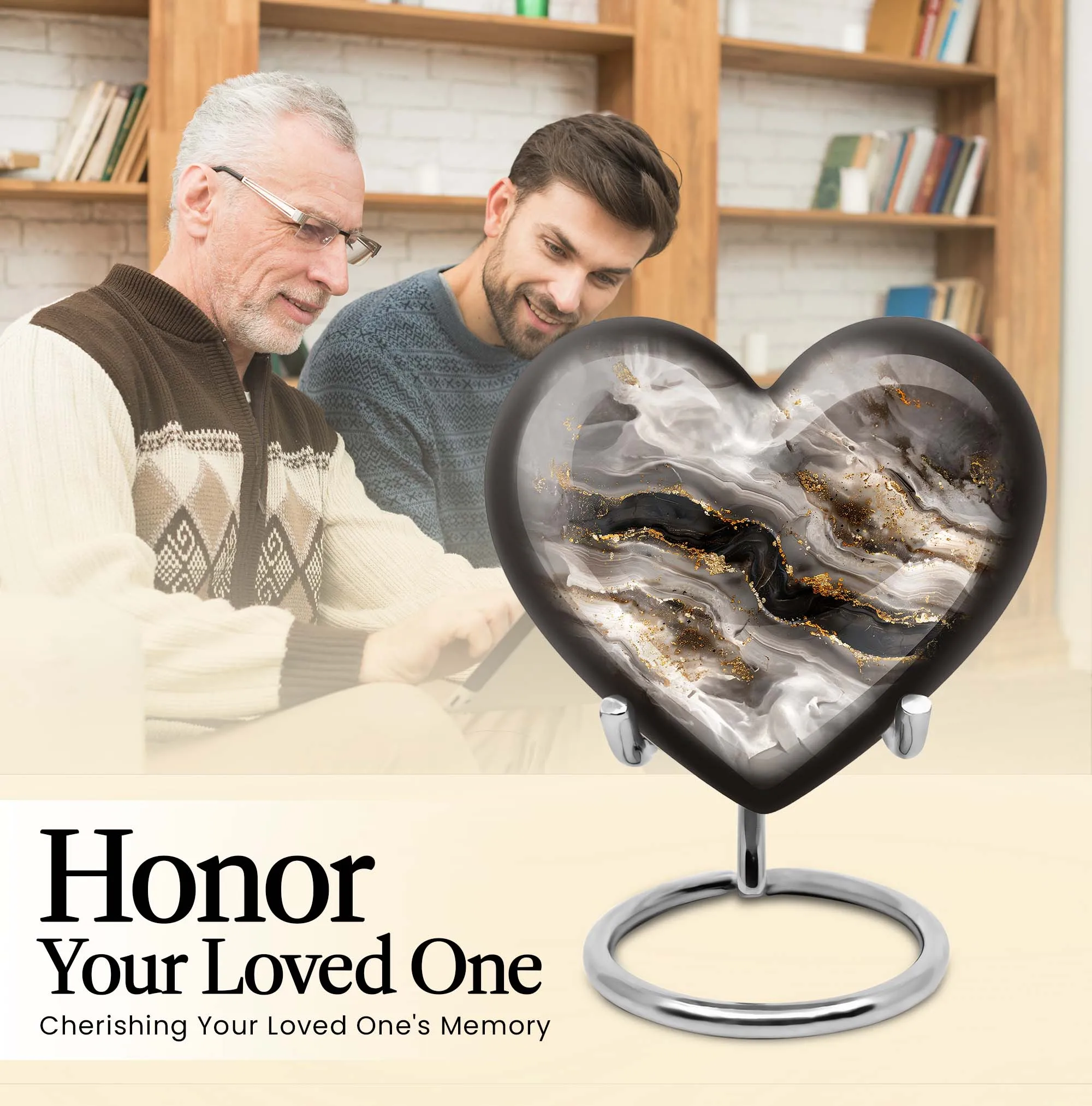 Swirl Theme Cremation Urn - Heart Shaped Keepsake Urn