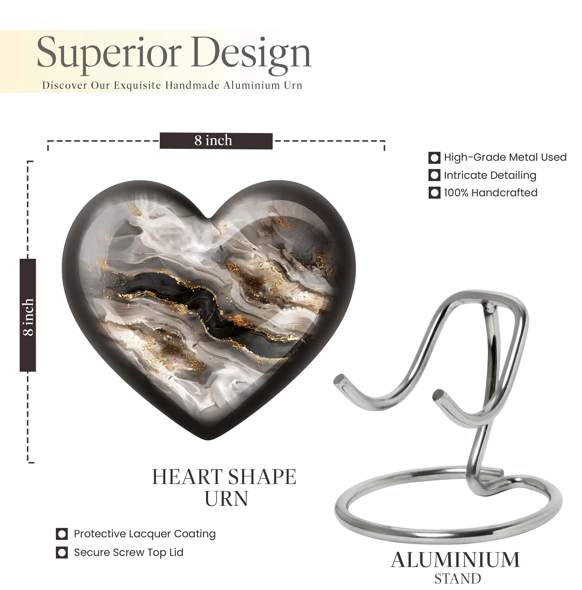Swirl Theme Cremation Urn - Heart Shaped Keepsake Urn
