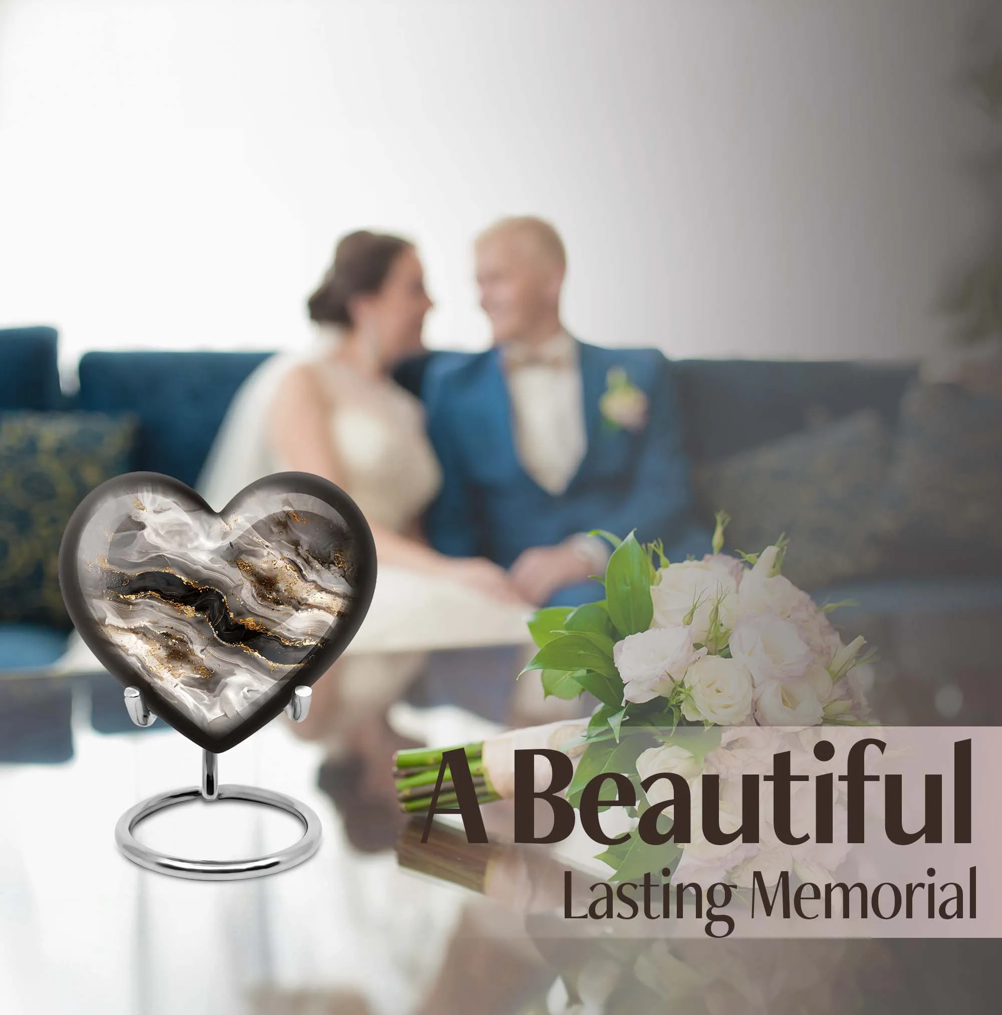 Swirl Theme Cremation Urn - Heart Shaped Keepsake Urn