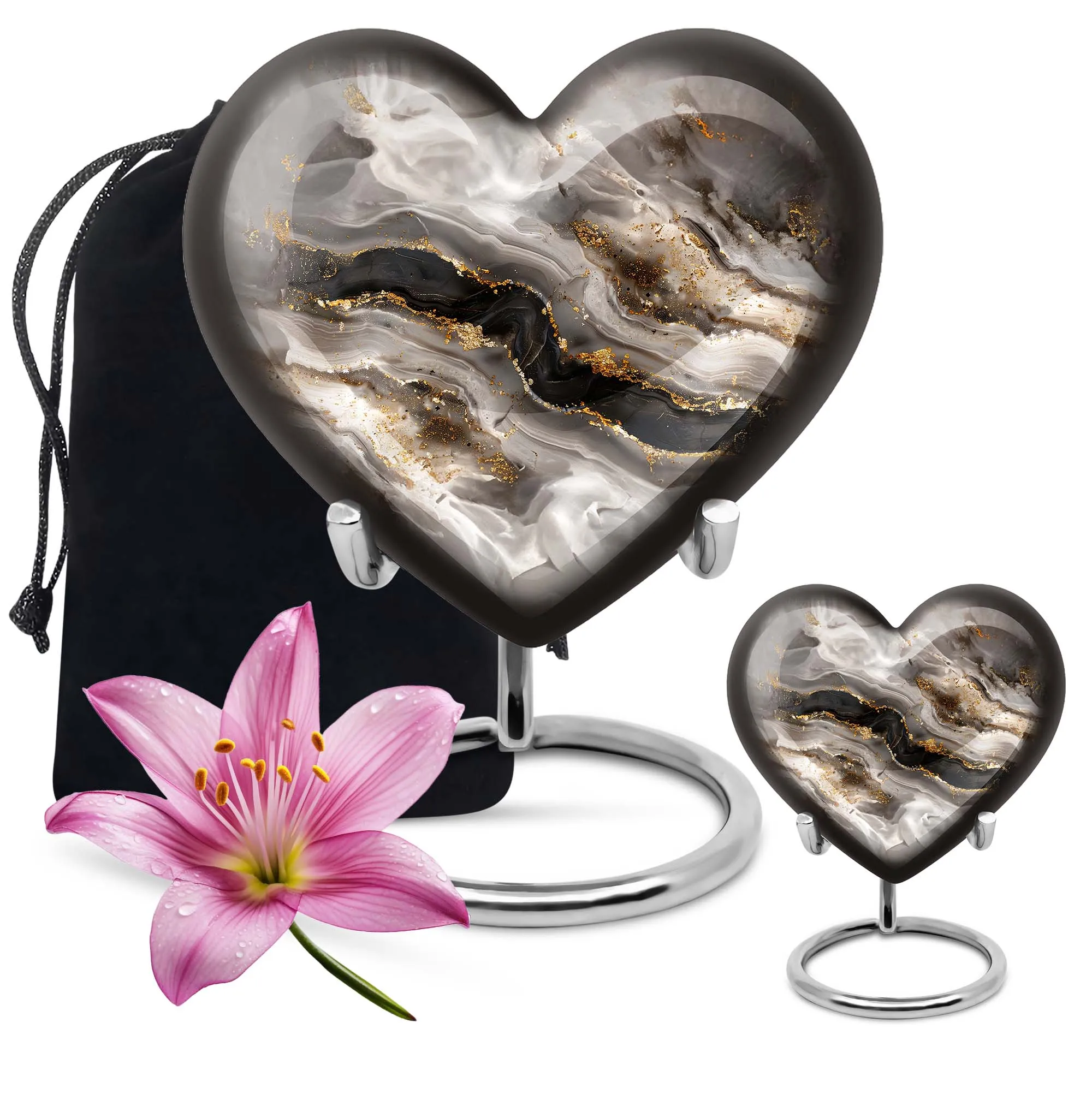 Swirl Theme Cremation Urn - Heart Shaped Keepsake Urn