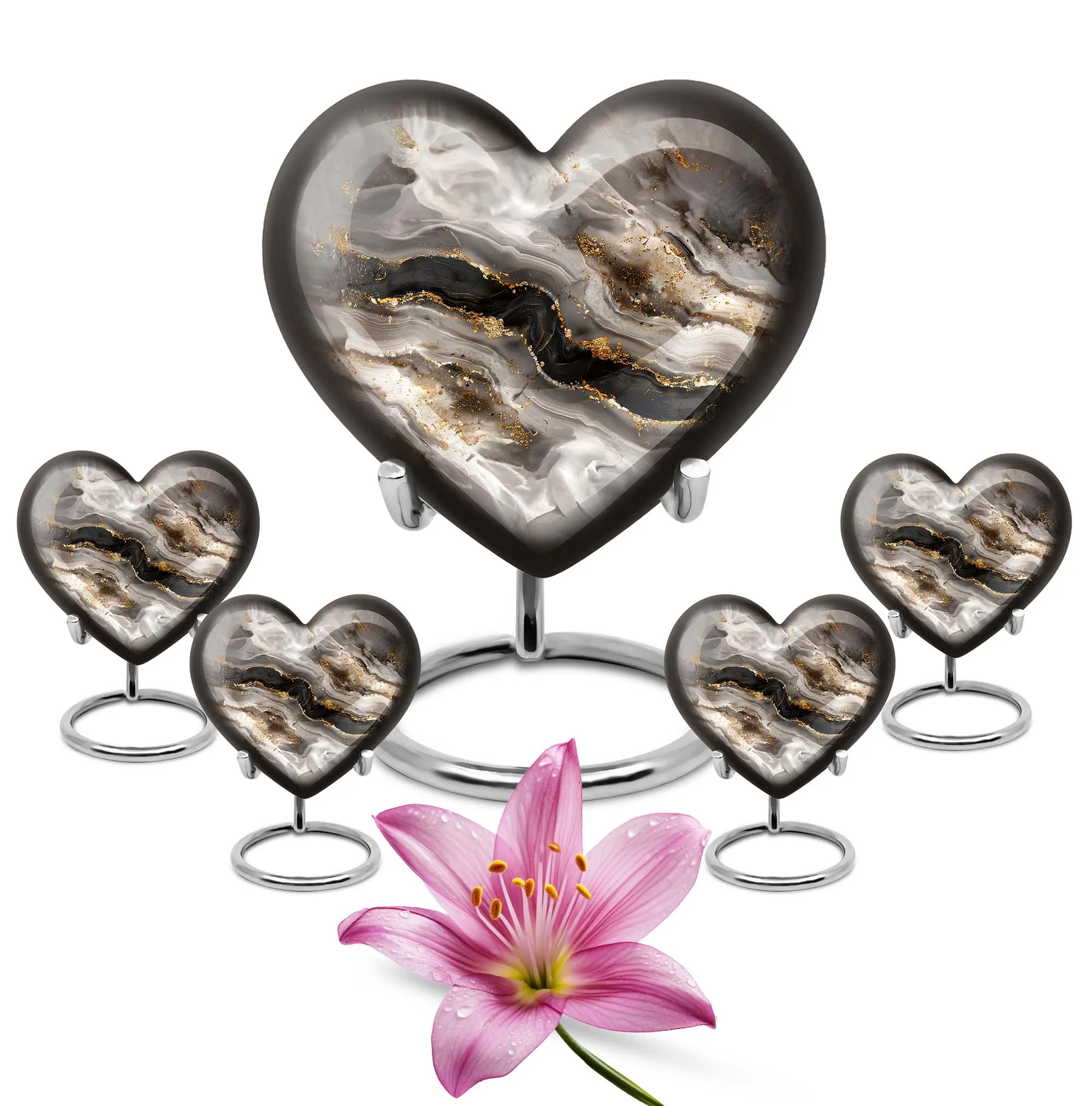 Swirl Theme Cremation Urn - Heart Shaped Keepsake Urn