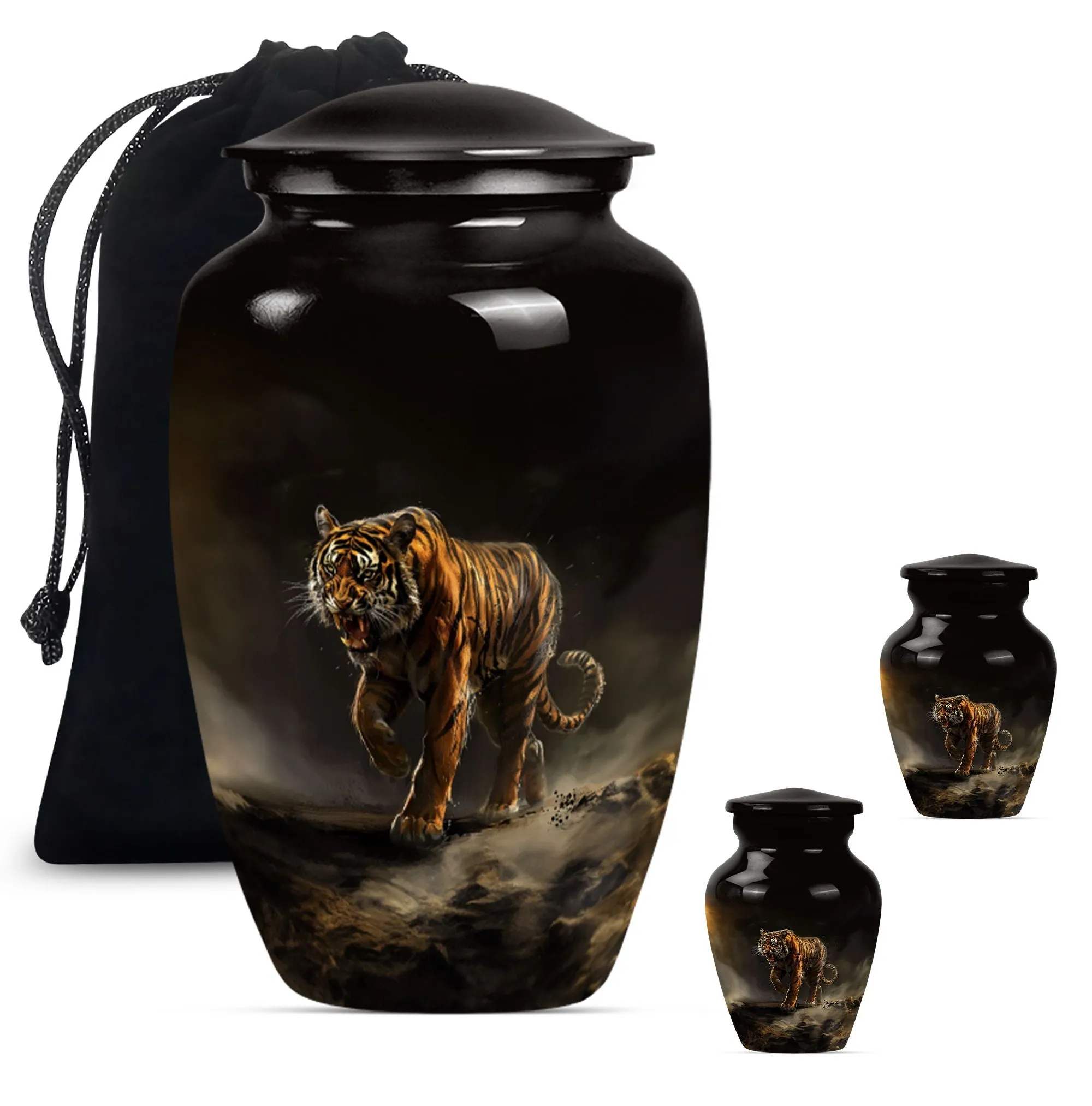 Tiger Inspired Serenity: Classy Memorial Cremation Urn for Women