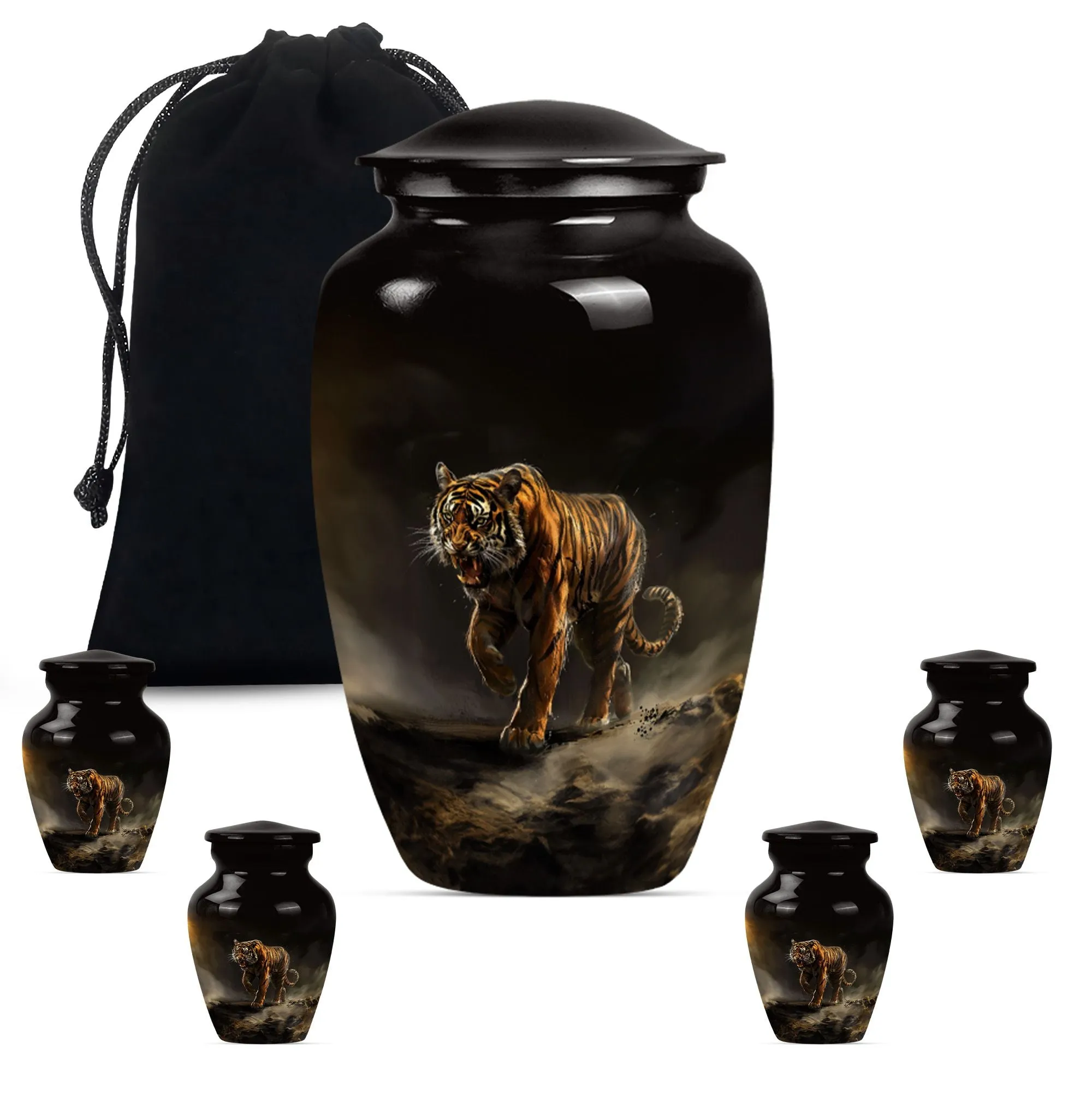 Tiger Inspired Serenity: Classy Memorial Cremation Urn for Women