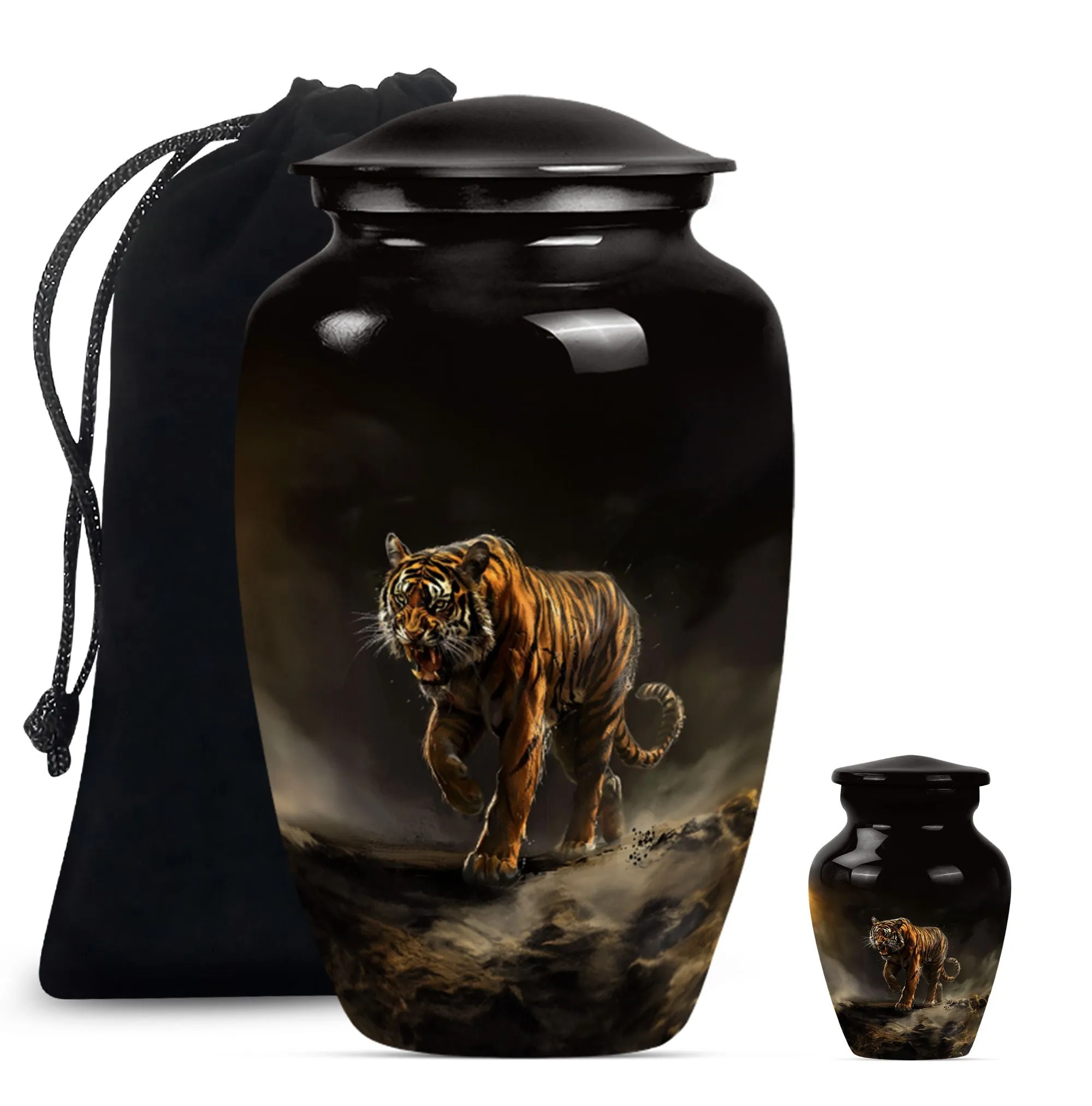 Tiger Inspired Serenity: Classy Memorial Cremation Urn for Women