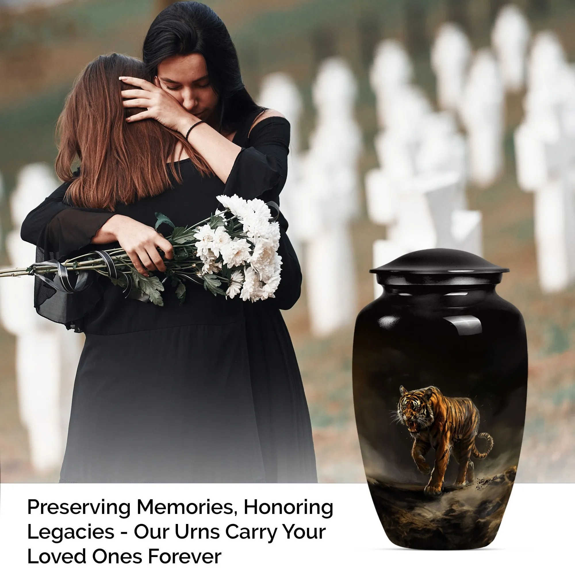 Tiger Inspired Serenity: Classy Memorial Cremation Urn for Women