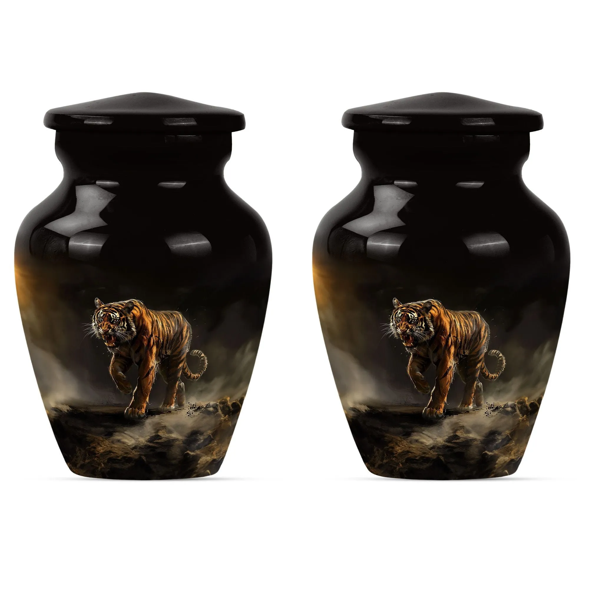 Tiger Inspired Serenity: Classy Memorial Cremation Urn for Women