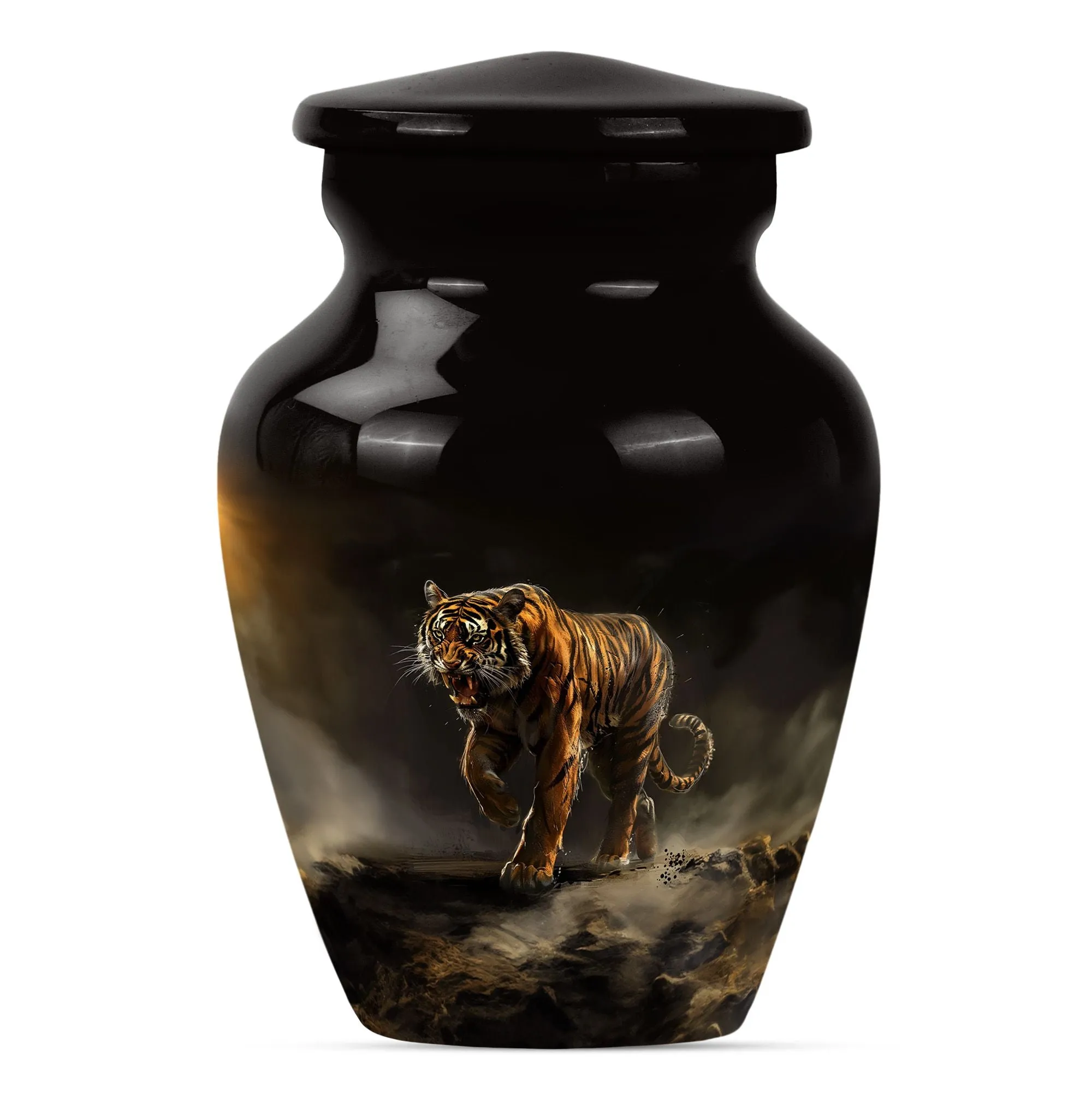 Tiger Inspired Serenity: Classy Memorial Cremation Urn for Women