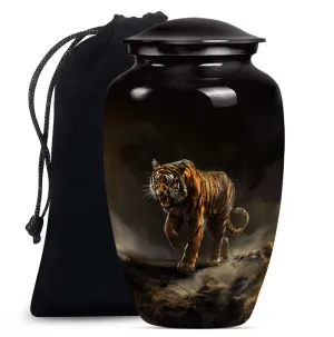 Tiger Inspired Serenity: Classy Memorial Cremation Urn for Women