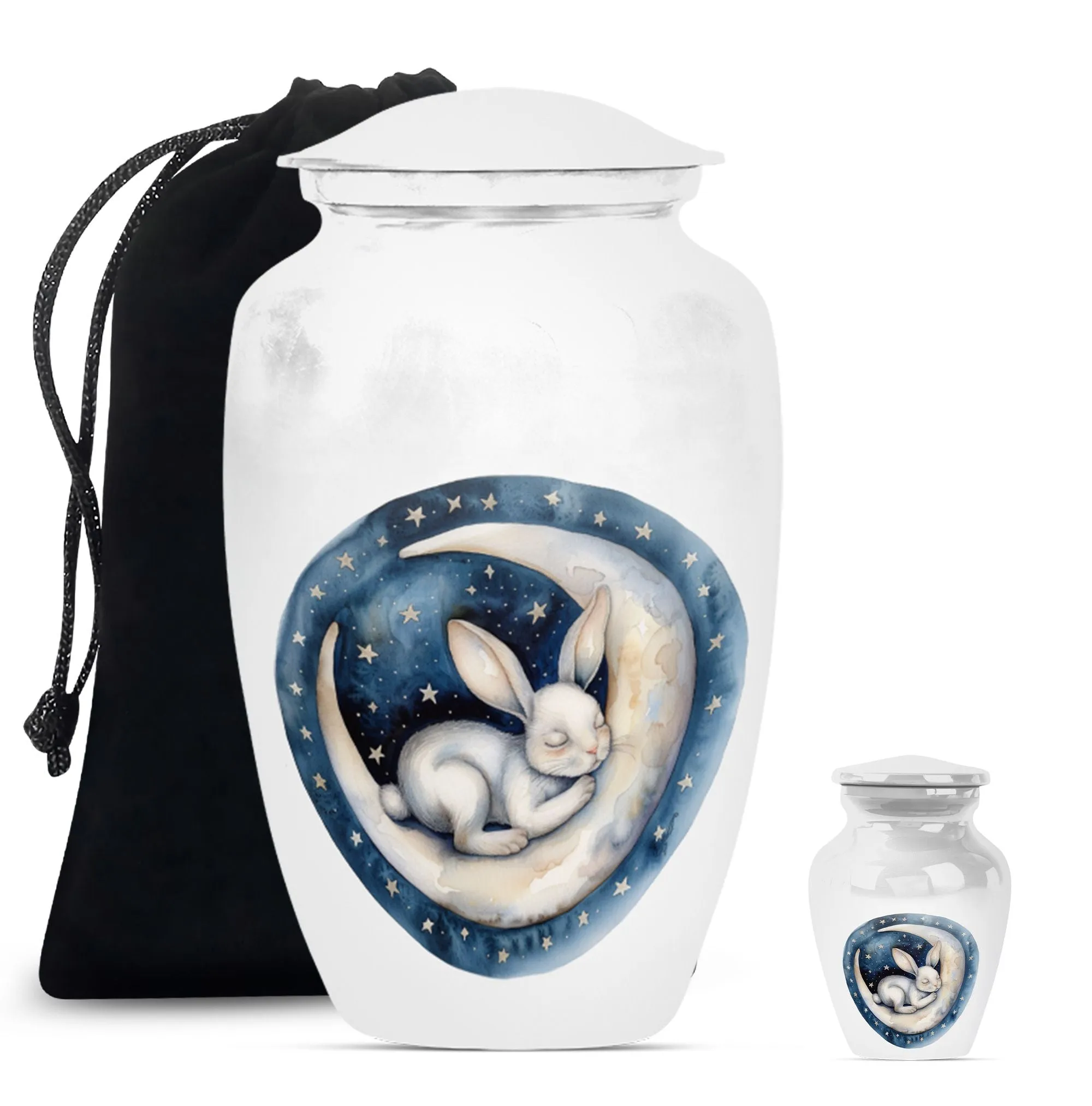 White Bunny Moon Purity: A Serene Memorial Urn for Ashes