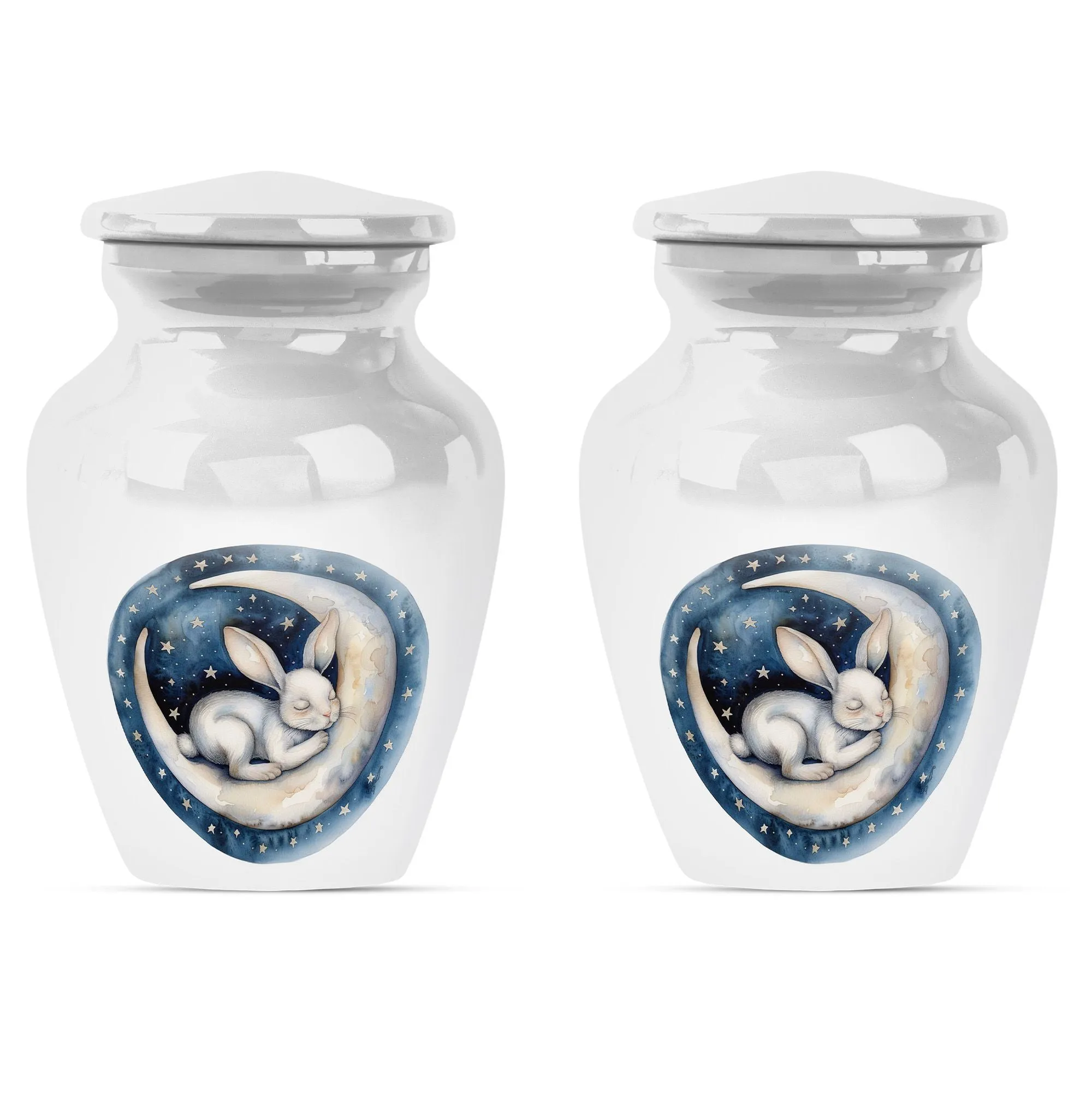 White Bunny Moon Purity: A Serene Memorial Urn for Ashes