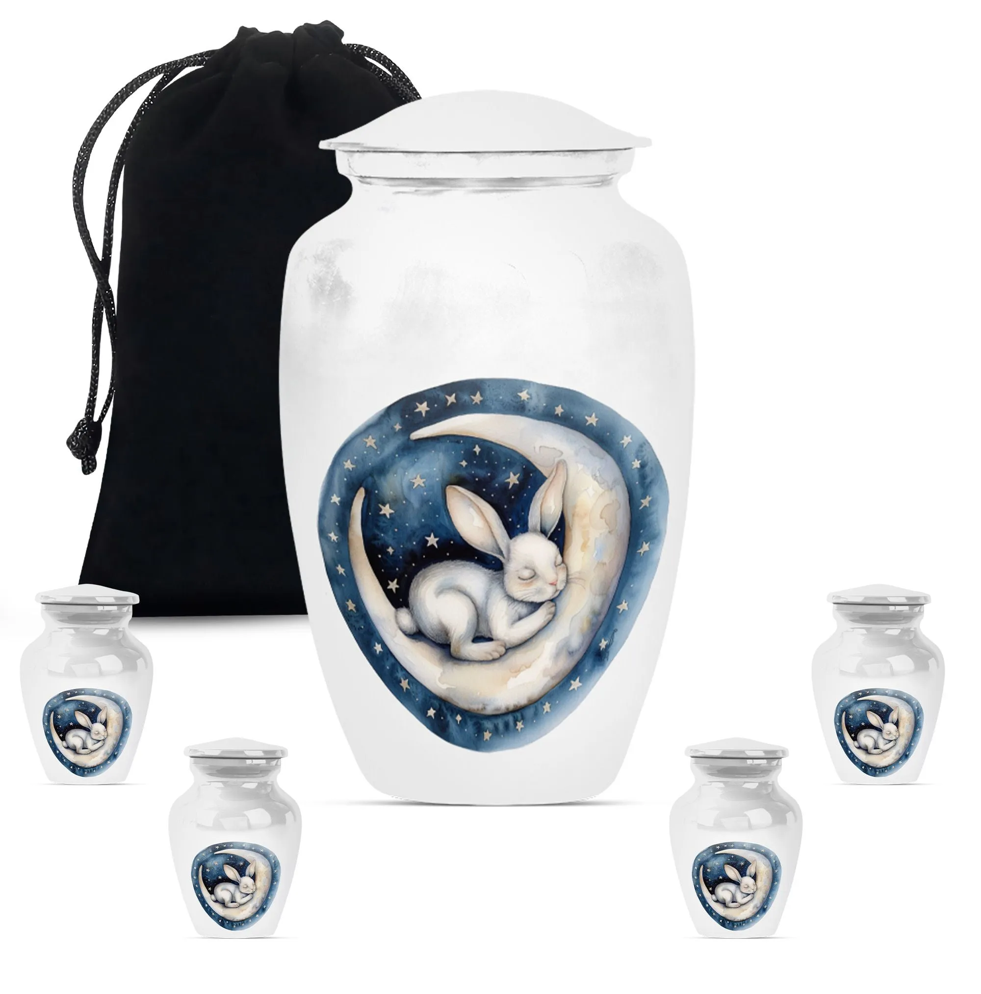 White Bunny Moon Purity: A Serene Memorial Urn for Ashes