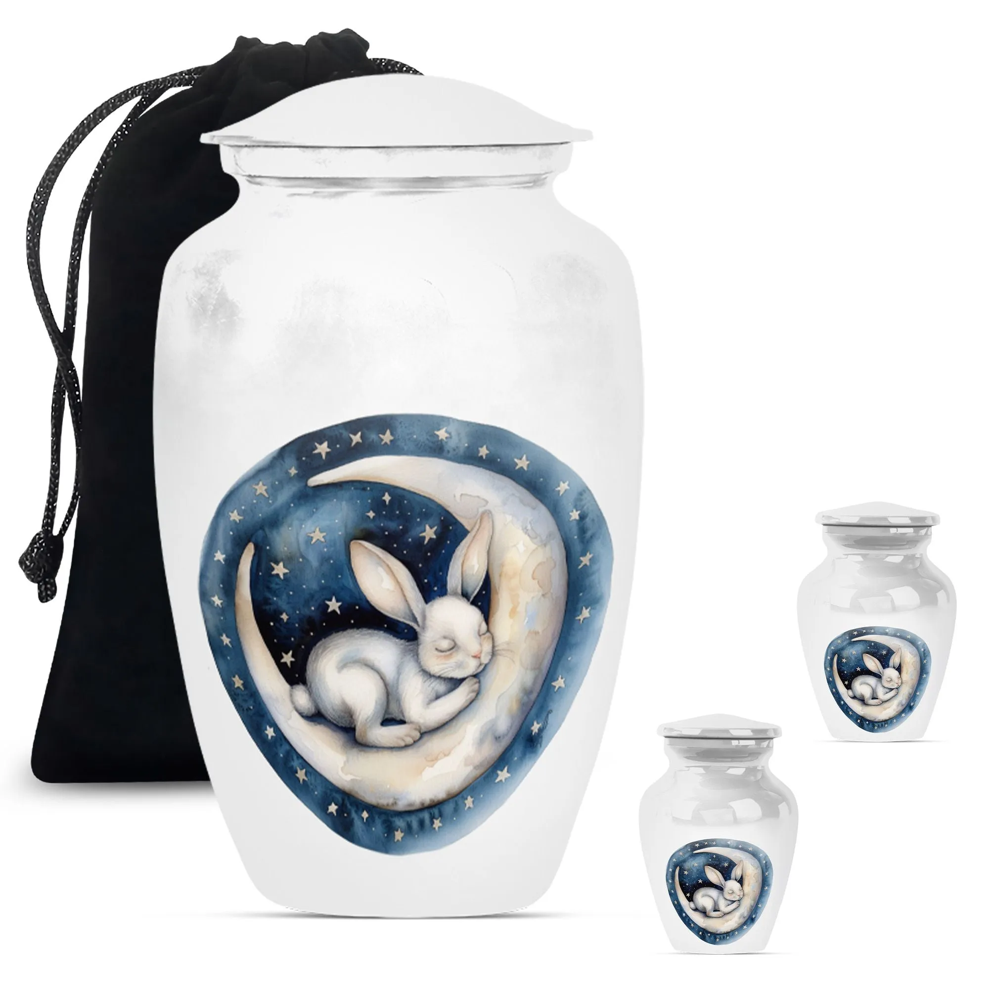 White Bunny Moon Purity: A Serene Memorial Urn for Ashes
