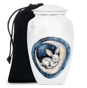White Bunny Moon Purity: A Serene Memorial Urn for Ashes