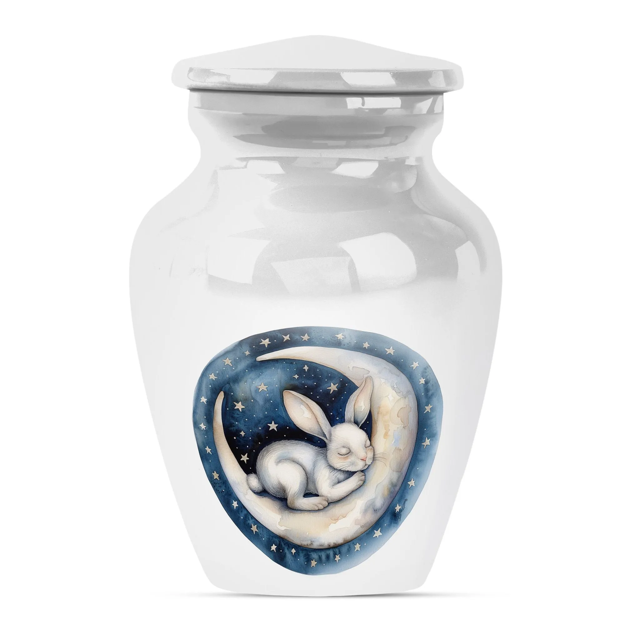 White Bunny Moon Purity: A Serene Memorial Urn for Ashes