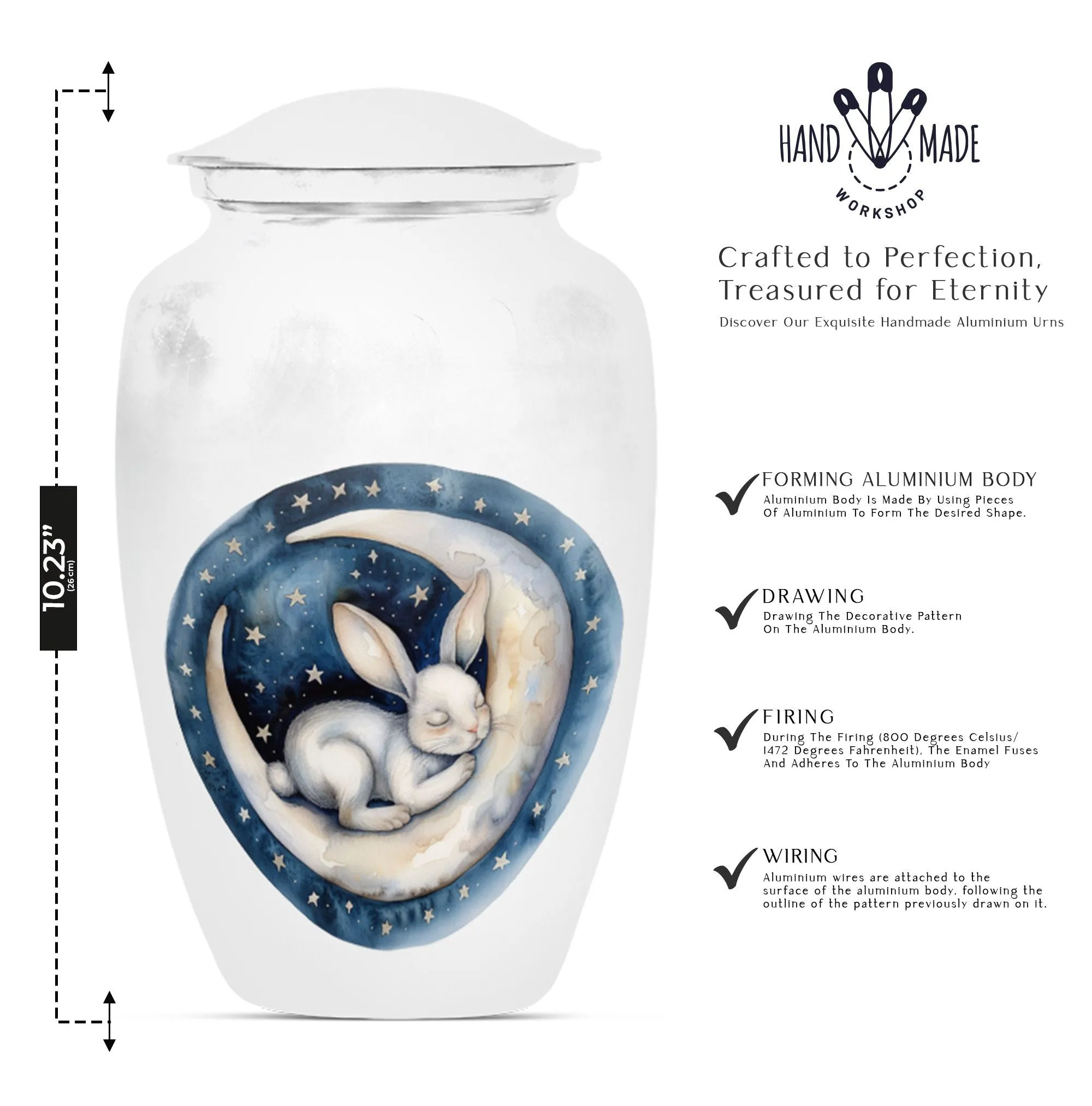 White Bunny Moon Purity: A Serene Memorial Urn for Ashes