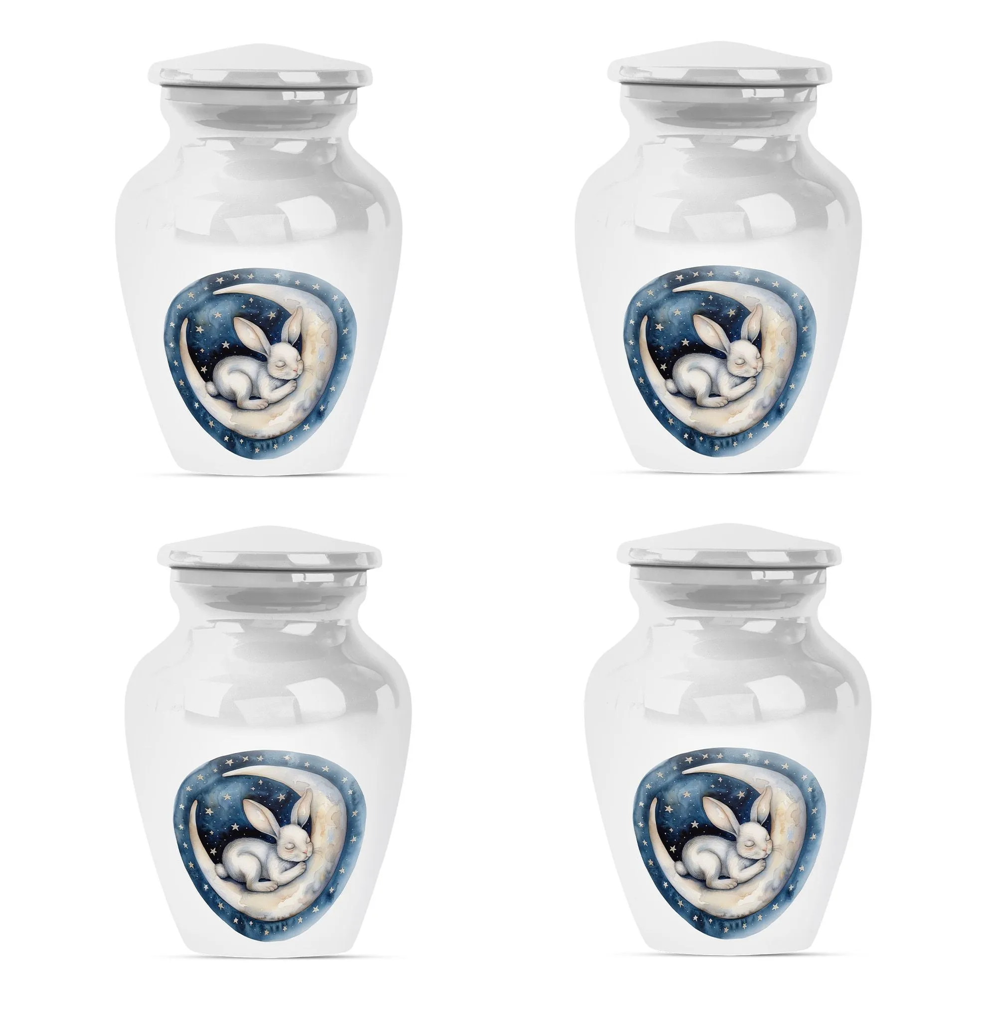 White Bunny Moon Purity: A Serene Memorial Urn for Ashes