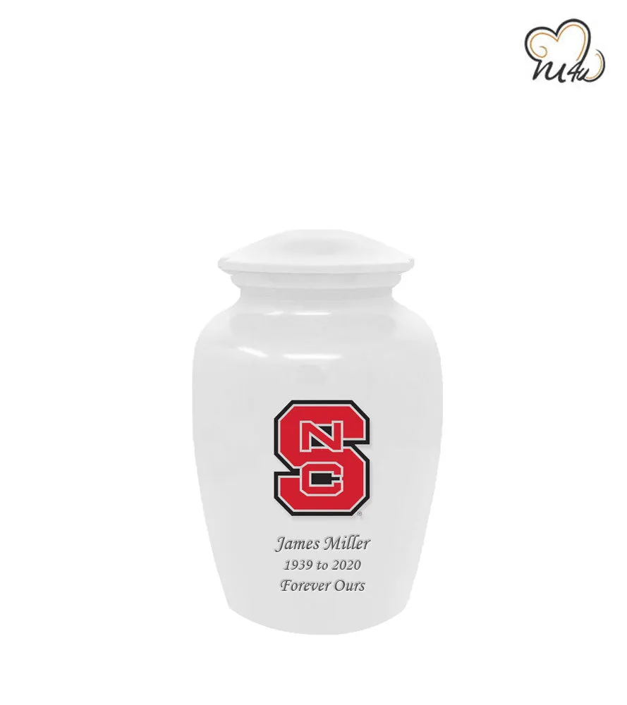 White North Carolina State Wolfpack University College Cremation Urn