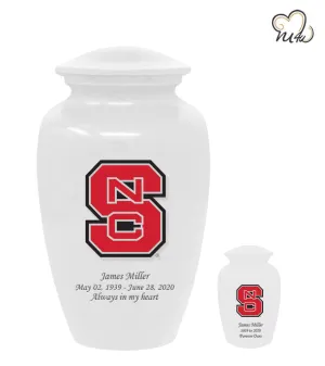 White North Carolina State Wolfpack University College Cremation Urn