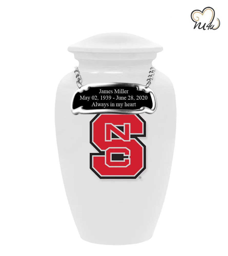 White North Carolina State Wolfpack University College Cremation Urn