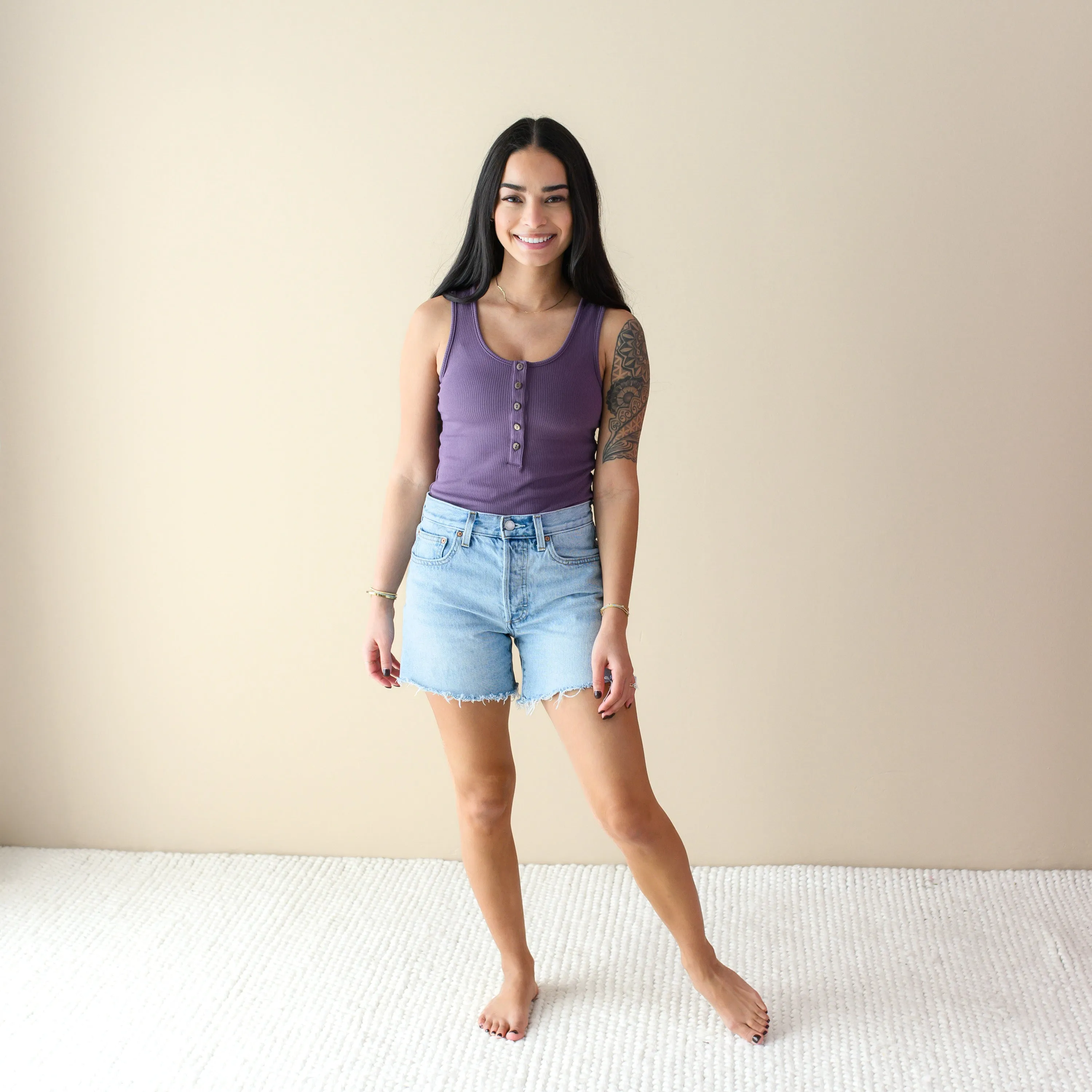 Women’s Ribbed Henley Bodysuit in Currant