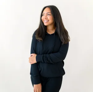 Women's Ribbed Hoodie in Midnight
