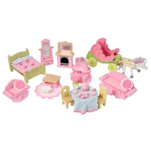 Wooden Fairytale Furniture & Accessories | 38-Piece Hand-Painted Playset